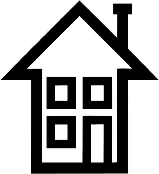 Two story house drawing vinyl sticker. Customize on line. Houses Homes Buildings 053-0219